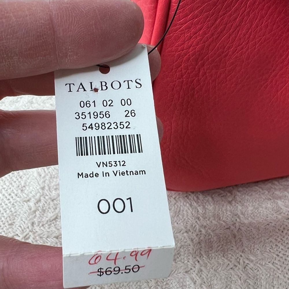Talbots Coral Red Pebbled Leather Wristlet Clutch Handbag NWT - Picture 9 of 9